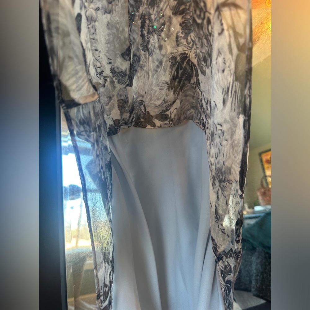 Lapis Silk Black and Grey Floral Dress - Picture 8 of 14